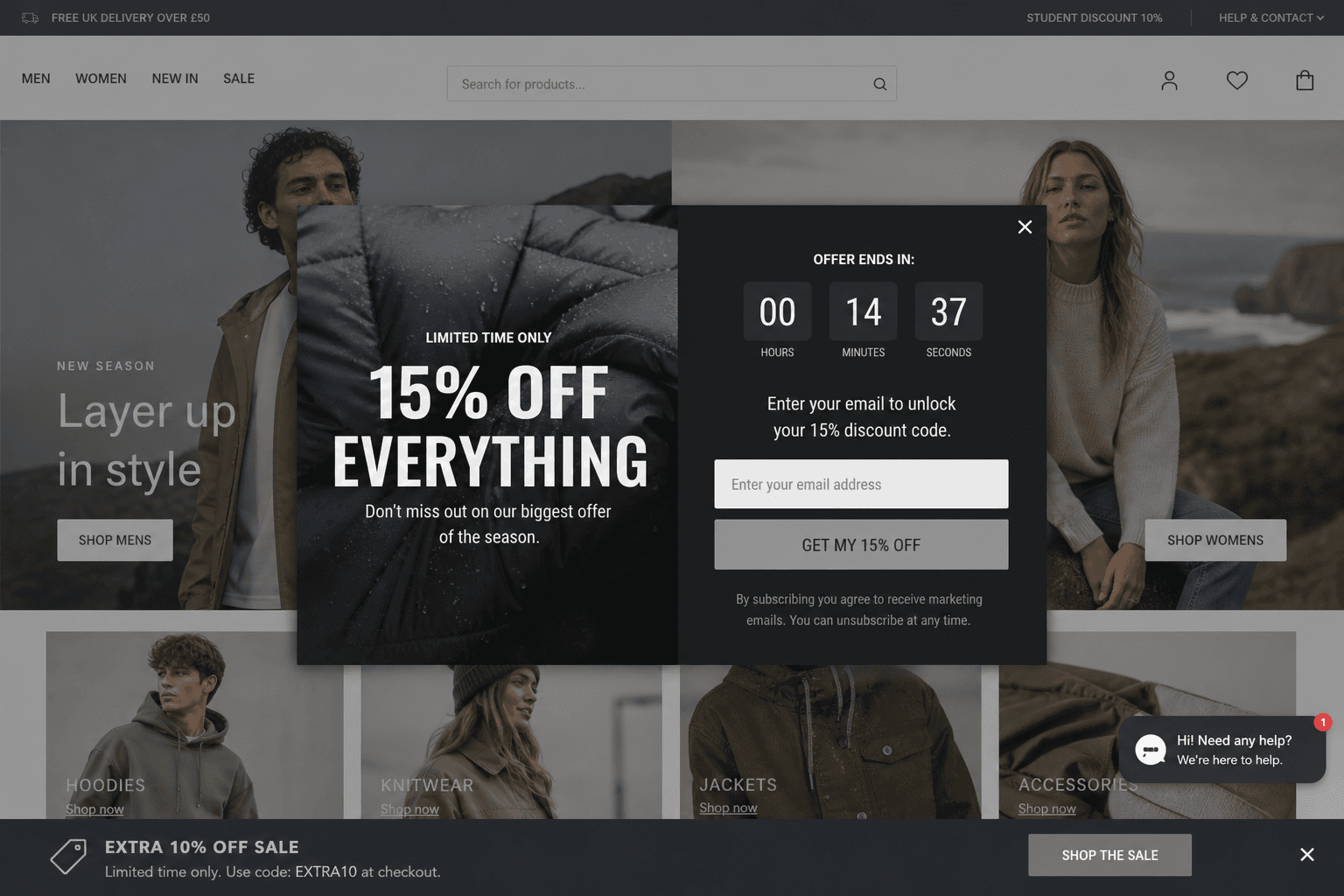 Crowded ecommerce homepage that still needs a theme edit for every promo